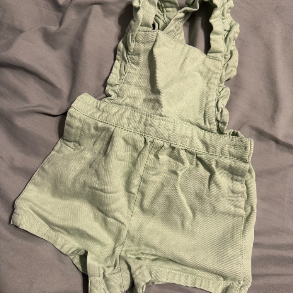 Kids Ruffled Green Overalls
